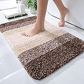 OLANLY Bathroom Rug Mat 24x16, Extra Soft and Absorbent Microfiber Bath Rugs, Non-Slip Plush Shaggy Bath Carpet, Machine Wash Dry, Bath Mats for Bathroom Floor, Tub and Shower, Brown