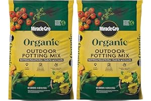 Miracle-Gro Organic Outdoor Potting Mix, for Outdoor Container Plants, Contains Quick-Release Natural Fertilizer, OMRI Listed, 16 qt., 2-Pack