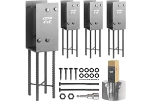 AECXM 4"x4" (Actually 4"x4") Heavy Duty U-Shaped Fence Post Holder Bracket, Wet Concrete Post Bracket, for Deck railings, Fences, mailboxes, gazebos Wet Concrete Foundation Support (Dark Gray-4 Pack)