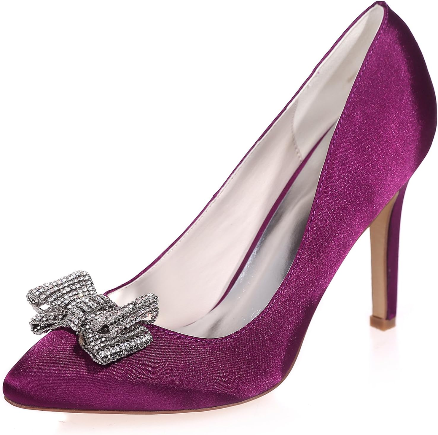 Women's Peep Toe Bows High Heels Satin Wedding Party Court Shoes ZXF0608-26