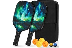 ZUMWORGION® Pickleball Paddles Set of 2/4: Fiberglass Pickle Paddles with Balls for Beginner - 8mm Honeycomb Core Lightweight Spin Surface for Kids - Cute Girly Pickle Gift for Women | 14mm 7oz