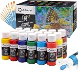 Artecho 18 Color Acrylic Paint Set 2 oz with 10 Brushes Non-Toxic view 1