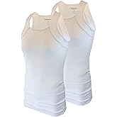 Different Touch 2 Pack Men's Tank Tops Square Cut Muscle Rib A-Shirts