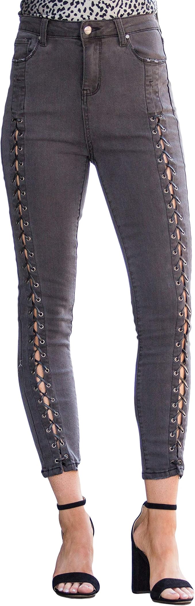 jeans lace up front