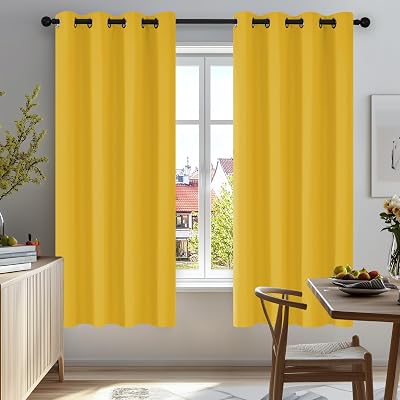 Deconovo Thermal Insulated Eyelet Blackout Curtains 66x54 In Mellow Yellow 2