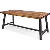 Christopher Knight Home Carlisle Outdoor Dining Table with Iron Legs, Sandblast Finish / Rustic Metal