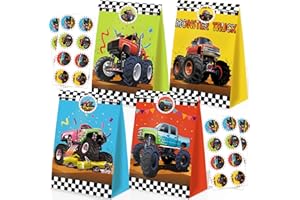 BQK 24pcs Monster Truck Goodie Bags - Monster Party Favors & Decorations for Boys' Birthday Parties