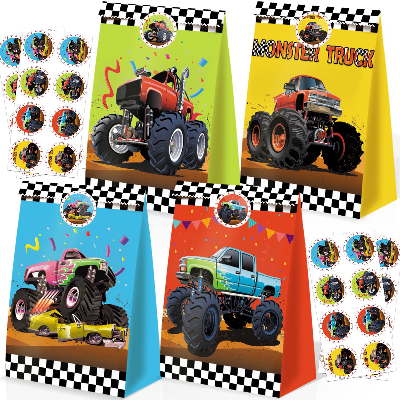 Photo 1 of 24pcs Monster Truck Goodie Bags - Monster Party Favors & Decorations for Boys' Birthday Parties