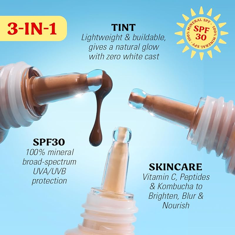 Revolution Superdewy SPF30 Skin Tint, Leichte Getönte Pflege mit SPF 30 für Empfindliche, Unreine Haut, Aufbaubare Formel, Vegan, Medium Neutral, 28 ml