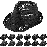 Panitay Black Sequin Hats for Women Men Bulk Western Glitter Hat Shining Cap Cowboy Disco Cap Costume Headwear