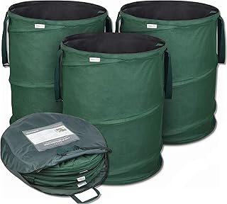 Glorytec Pop-Up Gartensack 3 x 170 Liter - Selbstaufstellende Gartenabfallsäcke aus extrem robustem Polyester Oxford 600D - langlebiges Laubsack Set mit noch stabilieren Nähten