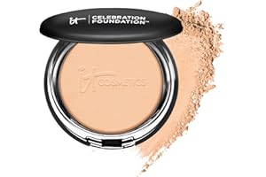 IT Cosmetics Celebration Foundation - Full-Coverage, Anti-Aging Powder Foundation - Blurs Pores, Wrinkles & Imperfections - With Hydrolyzed Collagen & Hyaluronic Acid - 0.3 oz