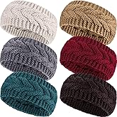 Pangda 6 Pieces Women's Cable Knitted Headbands, Winter Chunky Ear Warmers Suitable for Daily Wear and Sport (Assorted Color)