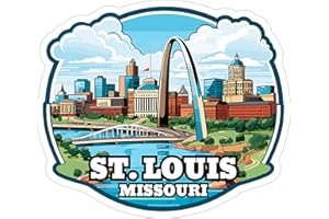 NO THORNS MEDIA St. Louis Missouri Sticker Travel Weatherproof Souvenir Decal Vinyl Small Waterproof for Water Bottle Mug Passport Notebook Laptop Computer Phone Car Stickers 4" ID44990