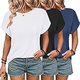 NUKELOLO 3 Pack Womens Summer Tops Slightly Oversized Short Sleeve Bussiness Casual T Shirts Trendy Clothes Loose Outfit 2025