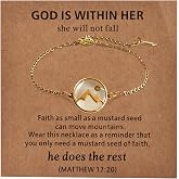 Watforsh Gold Plated Mustard Seed Bracelet, Religious Bracelets for Women, Faith Charm Link Bracelet Mustard Seed Jewelry