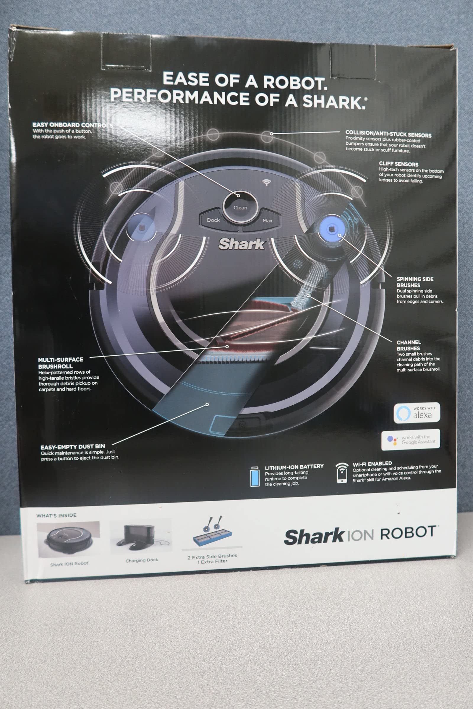 Shark ION Robot Vacuum RV761 with Wi-Fi and Voice Control, 0.5 Quarts, in Black and Navy blue - View 3