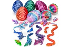 TBOLINE 12PCS Parent-Child 3D Printed Animals Toy, 6 Set 3D Printed Dragon Egg with Mini Baby Animals Inside, Cute 3-D Printer Dragon Fidget Toys, Christmas Stocking Stuffers for Kids 5-7 4-6 8-12