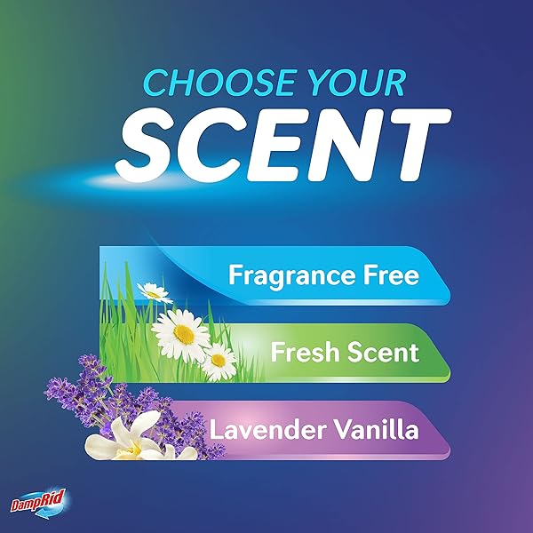 DAMPRID LAVENDER VANILLA HANGING MOISTURE ABSORBER, 16 OZ., 3 PACK – ELIMINATES MUSTY ODORS FOR FRESHER, CLEANER AIR, IDEAL FOR CLOSET, 14% MORE MOISTURE ABSORBING POWER*