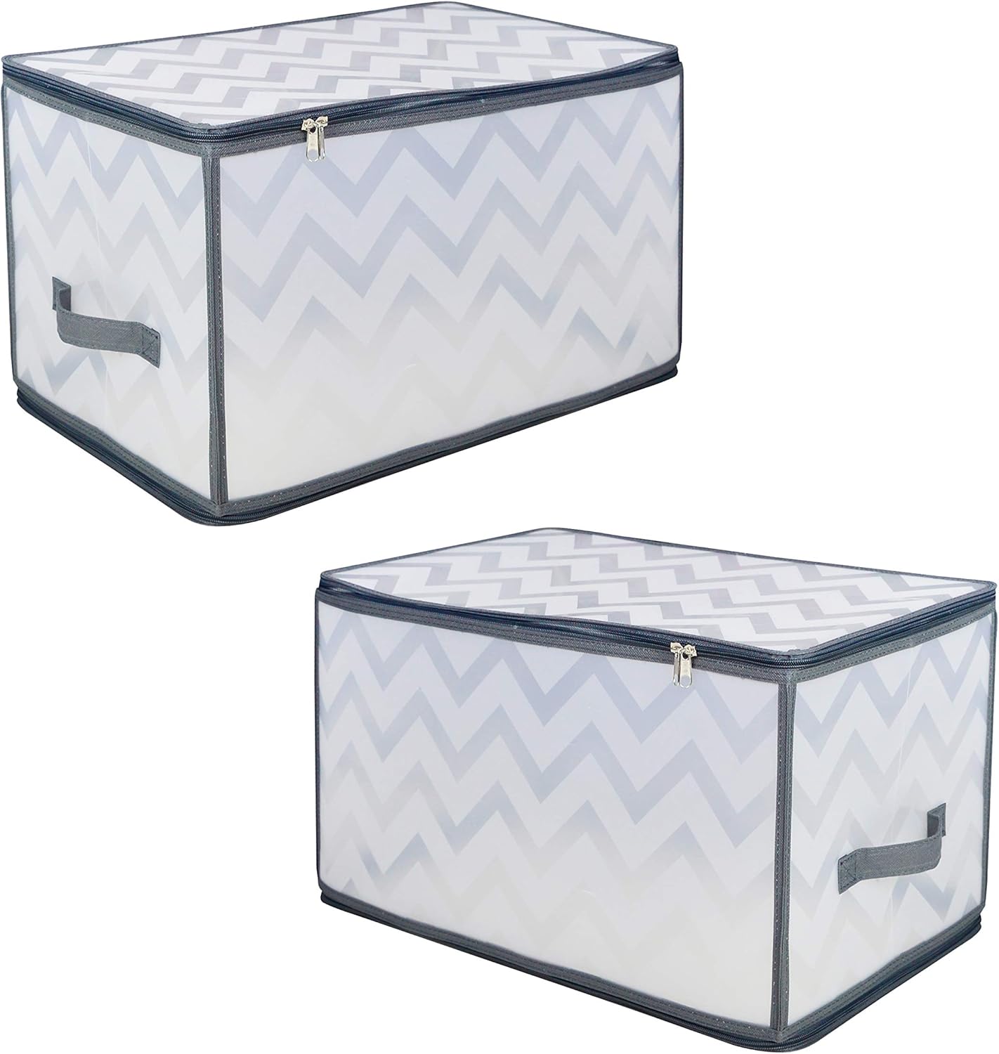 Anika 66829 Set of 2 Zipped Folding Storage Boxes Heavy Duty & Portable Living Room/Bedroom