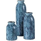 CWLWGO-Blue Ceramic Vase Set, Farmhouse Country Blue Vases for Home Decor, Vases for Your Kitchen Living Room Table Decoration, Shelf Centerpiece and Entrance Decorations.