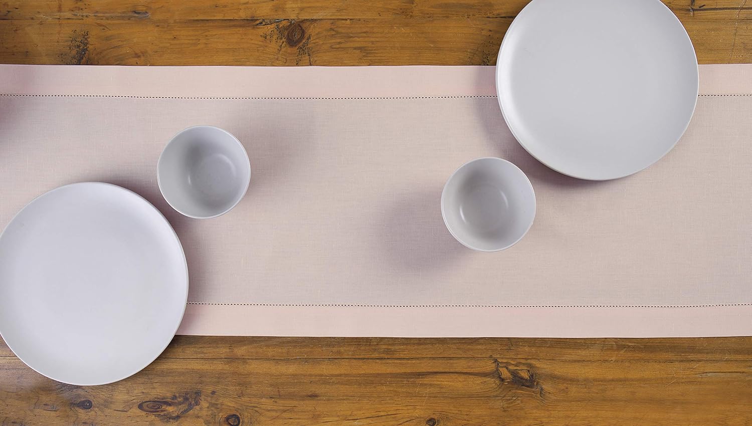 Solino Home Hemstitch Cotton Linen Table Runner – 14 x 90 Inch, Natural Fabric Machine Washable Table Runner – Grey: Home & Kitchen