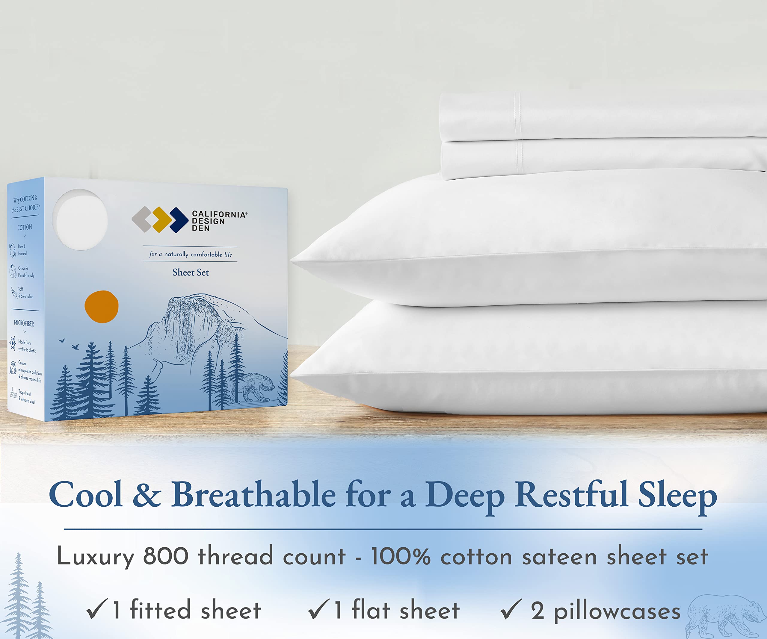 California Design Den Luxury Queen Sheet Set, 800 Thread Count 100