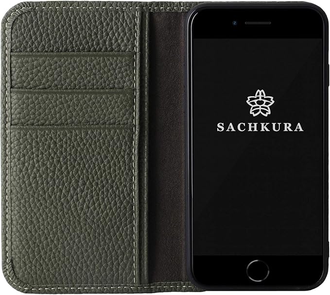 Amazon Amazon限定ブランド Sachkura Iphonese 第2世代 8 7 対応 手帳型 ケース レザー 本革 シュリンクカーフレザー 牛革 マグネット無し 耐衝撃 手帳 メンズ レディース モスグリーン Sk 8 Mossgreen 家電 カメラ オンライン通販