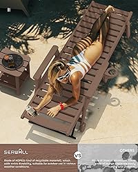 SERWALL Patio Chaise Lounge Chair, 78'' Long HDPE 5