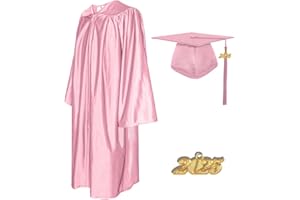 GradPlaza Shiny Graduation Cap and Gown 2025 Year Charm Tassel Set for Middle High School College Commencement
