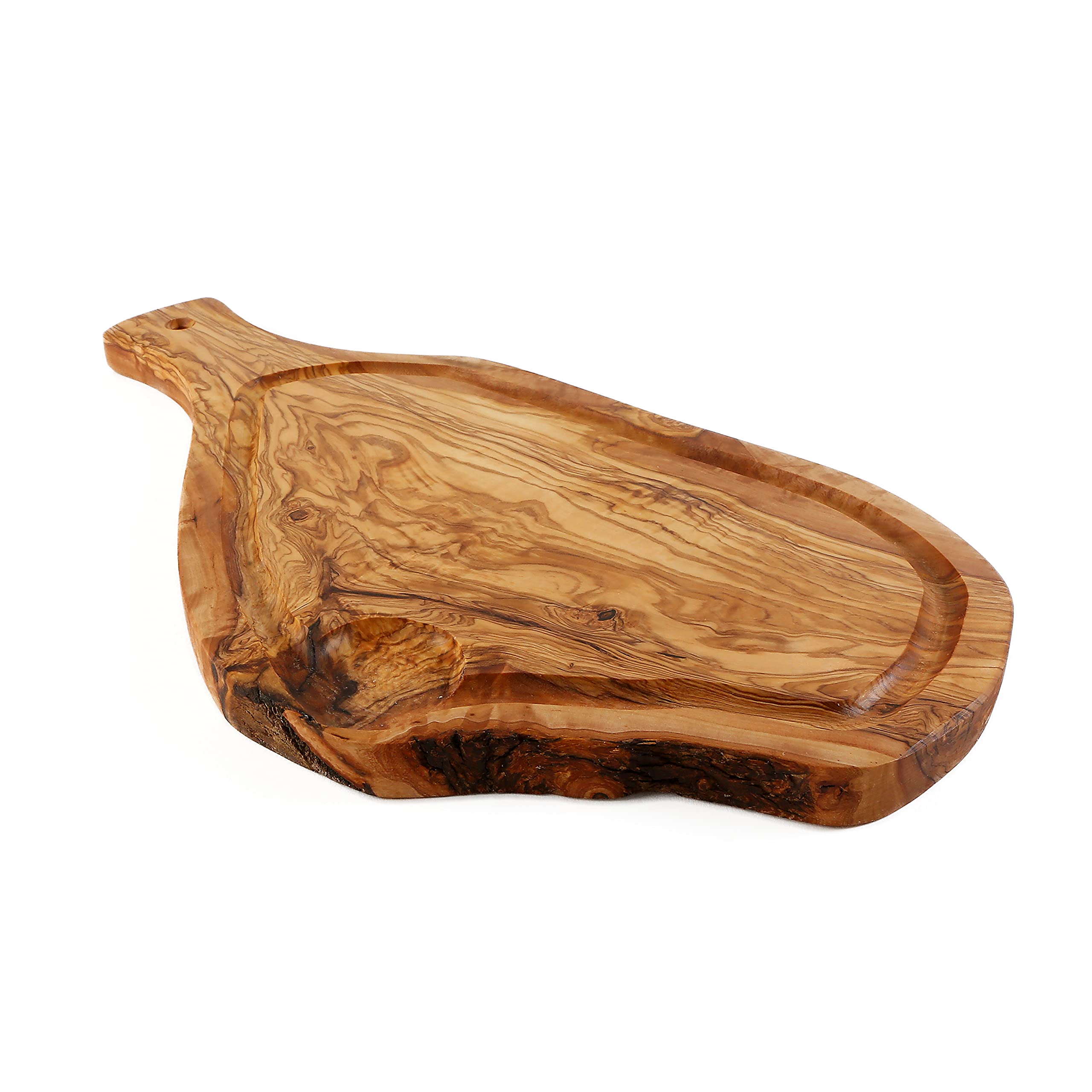 Cleminson 40 x 20 cm Olive Wood Chopping, Serving and Antipasti Board with Handle and Groove