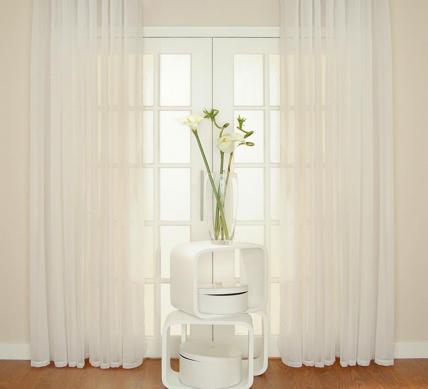 WHITE Voile Curtain Window Panel Opaque Semi Sheer Ideal PATIO BI FOLD