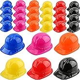 Cotiny 30 Pieces Kids Toy Construction Hat Colorful Plastic Worker Helmet Construction Worker Hard Hat for Boys Girls Dress Up Construction Party Supplies, 6 Colors