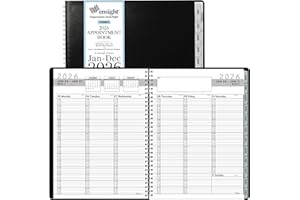Ensight 2026 Appointment Book and Planner 8.5" x 11" Large Hourly Weekly Daily Schedule Book with Tabs, 15 Minute Time Slots, Black Calendar Organizer Jan 2026–Dec 2026 Appointment Planner - Black