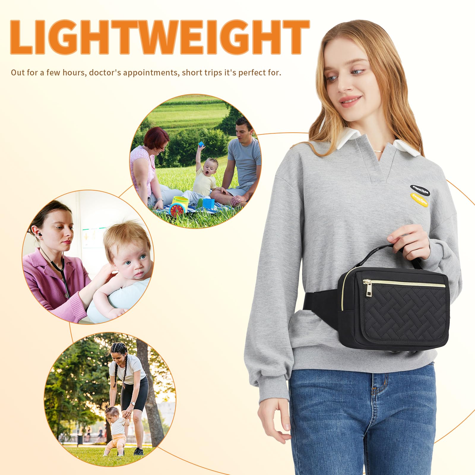 Small Diaper Bag with Portable Changing Pad,Crossbody Diaper Bag Pack with Wipes Pocket,Mini Diaper Bag Fanny Pack for Baby Travel Black