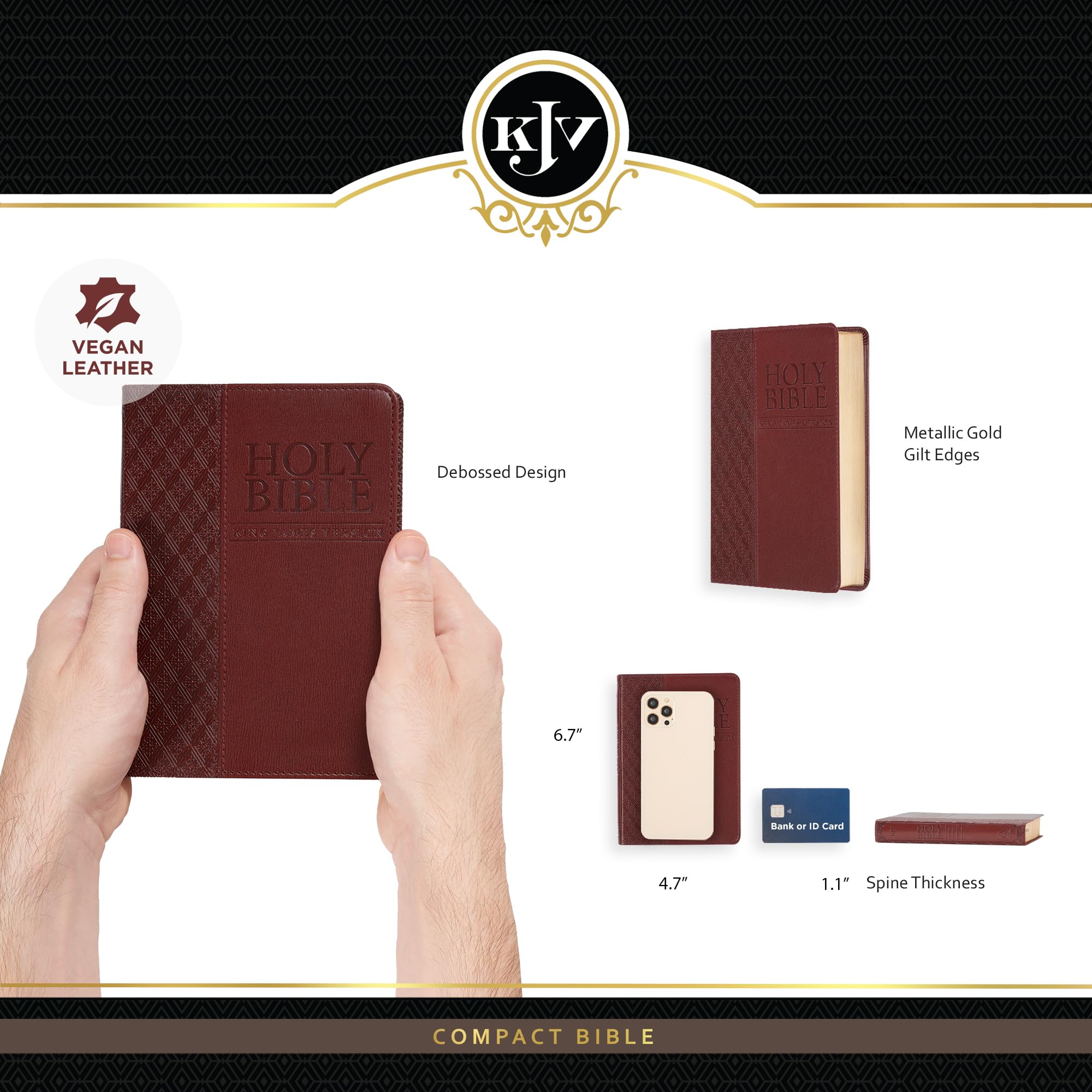 KJV Holy Bible, Compact Faux Leather Red Letter Edition - Ribbon Marker, King James Version, Saddle Tan (KJV Compact Editions)