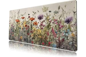MECHANICAL CATTLE Watercolor Flowers Desk Mat Floral Boho XL Mouse Pad Large Mousepad Extended Vintage Aesthetic Laptop Keyboard Mat Cute Gaming Desk Pad Mouse Mat 31.5"x11.8" Office Desk Decor for Women