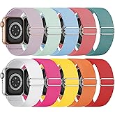 10 Pack Stretchy Bands Compatible with Apple Watch Band 40mm 38mm 41mm 42mm 44mm 45mm 46mm 49mm Women Men, Water-Resistant Solo Loop Elastic Sport Straps for iWatch Series 11 10 9 8 7 6 5 4 3 SE Ultra