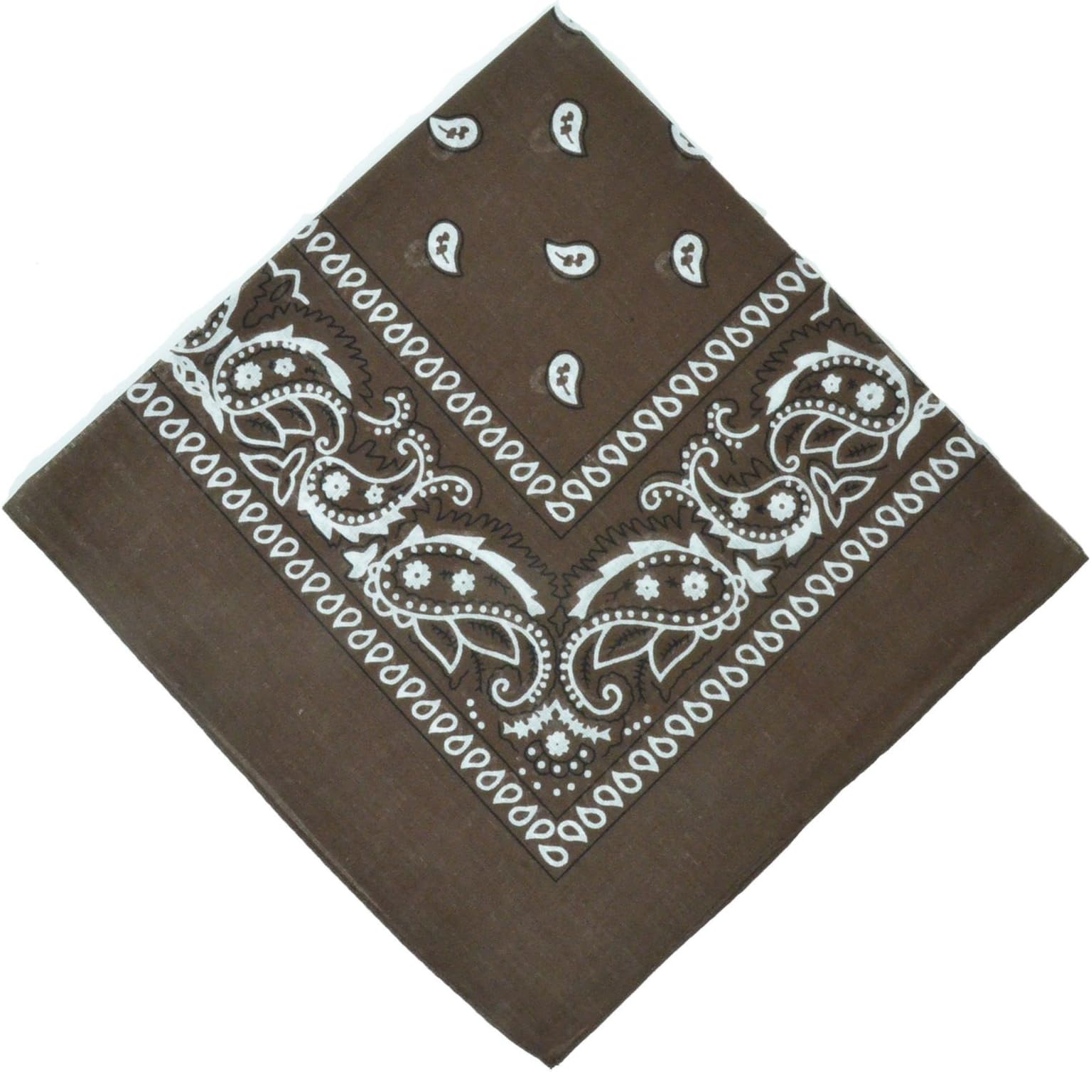 Top Choice Cotton Double Sided Paisley Cowboy Bandana Scarf, Brown