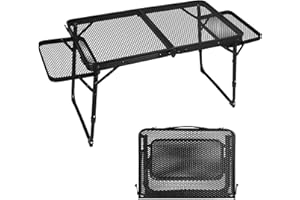 Northroad Folding Grill Table w/ 2 Wing Panels, Outdoor Camping Picnic Table Two Heights Available for Camping Cooking BBQ, P