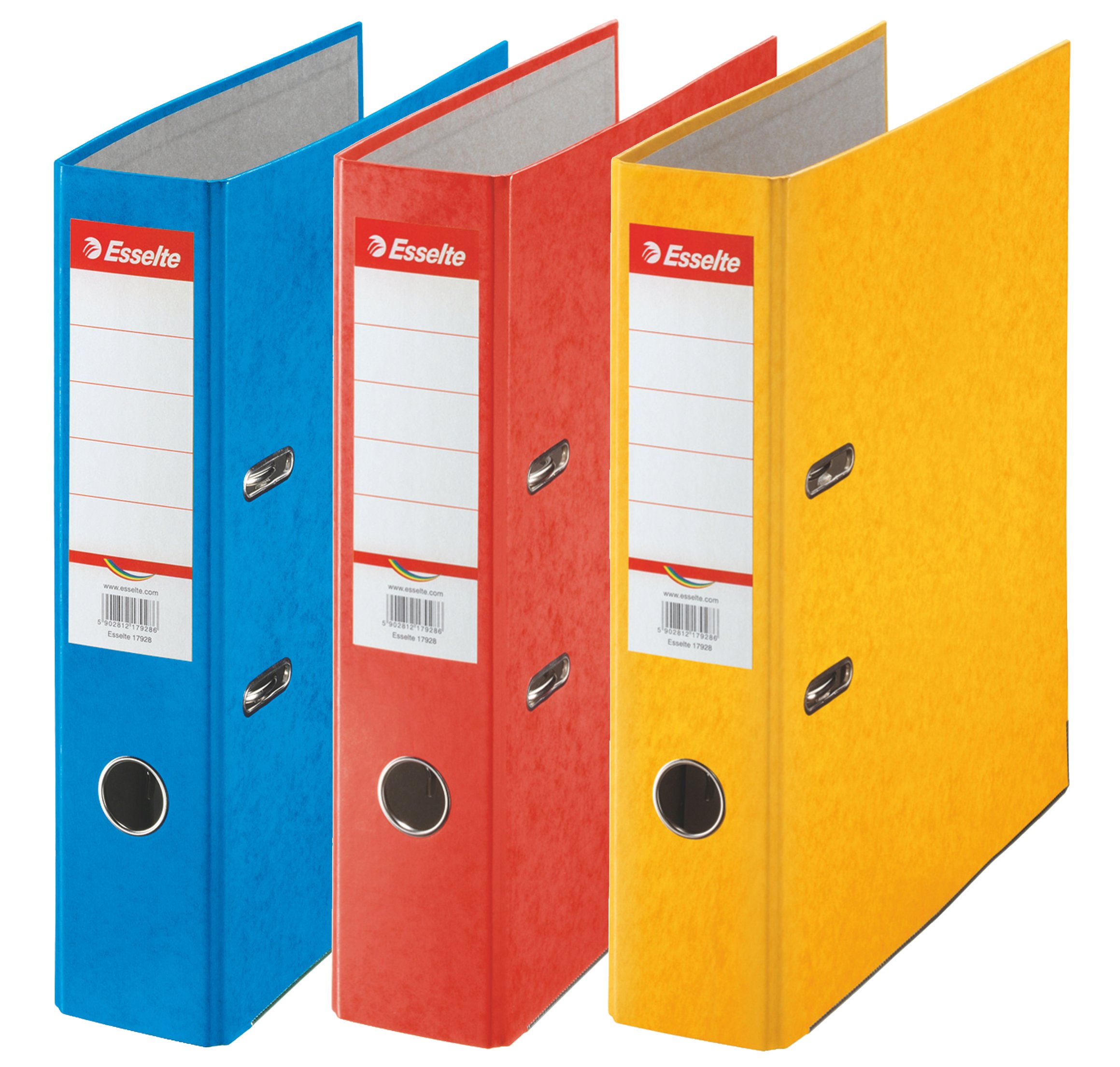 Esselte Rainbow Set of 3 Lever Arch Files Back 75 mm Assorted Colours