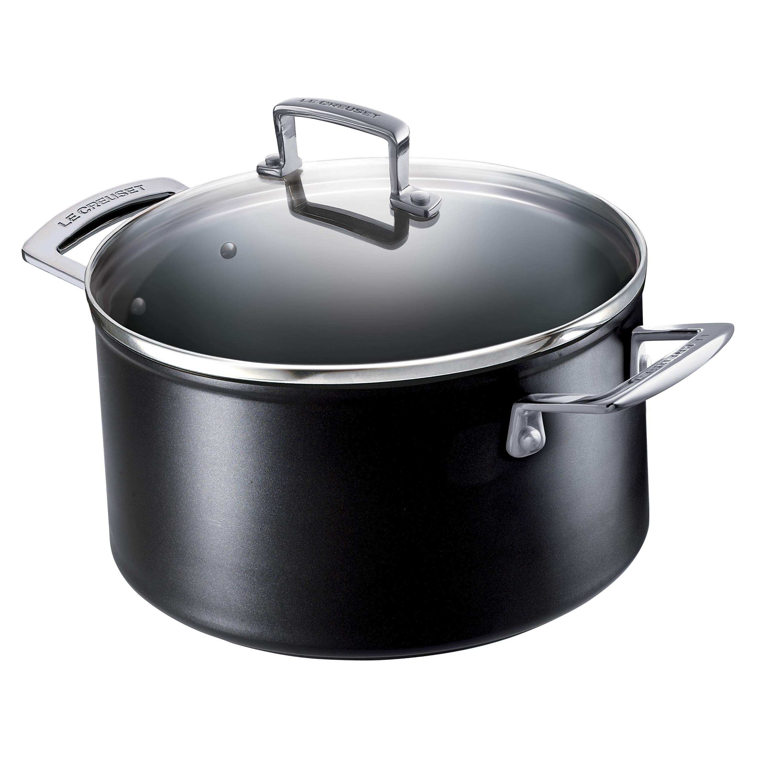 Le Creuset Toughened Non-Stick Deep Casserole Pot with Glass Lid, Ø 18 cm, Black, 962006180