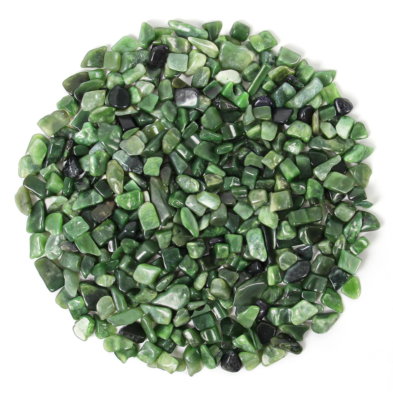1.1lb Natural Green Jasper Crystal Chips-Green Jasper Healing Crystals Tumbled Chips, Crushed Crystal Gemstone for Crafts, Beautiful Package for Gift
