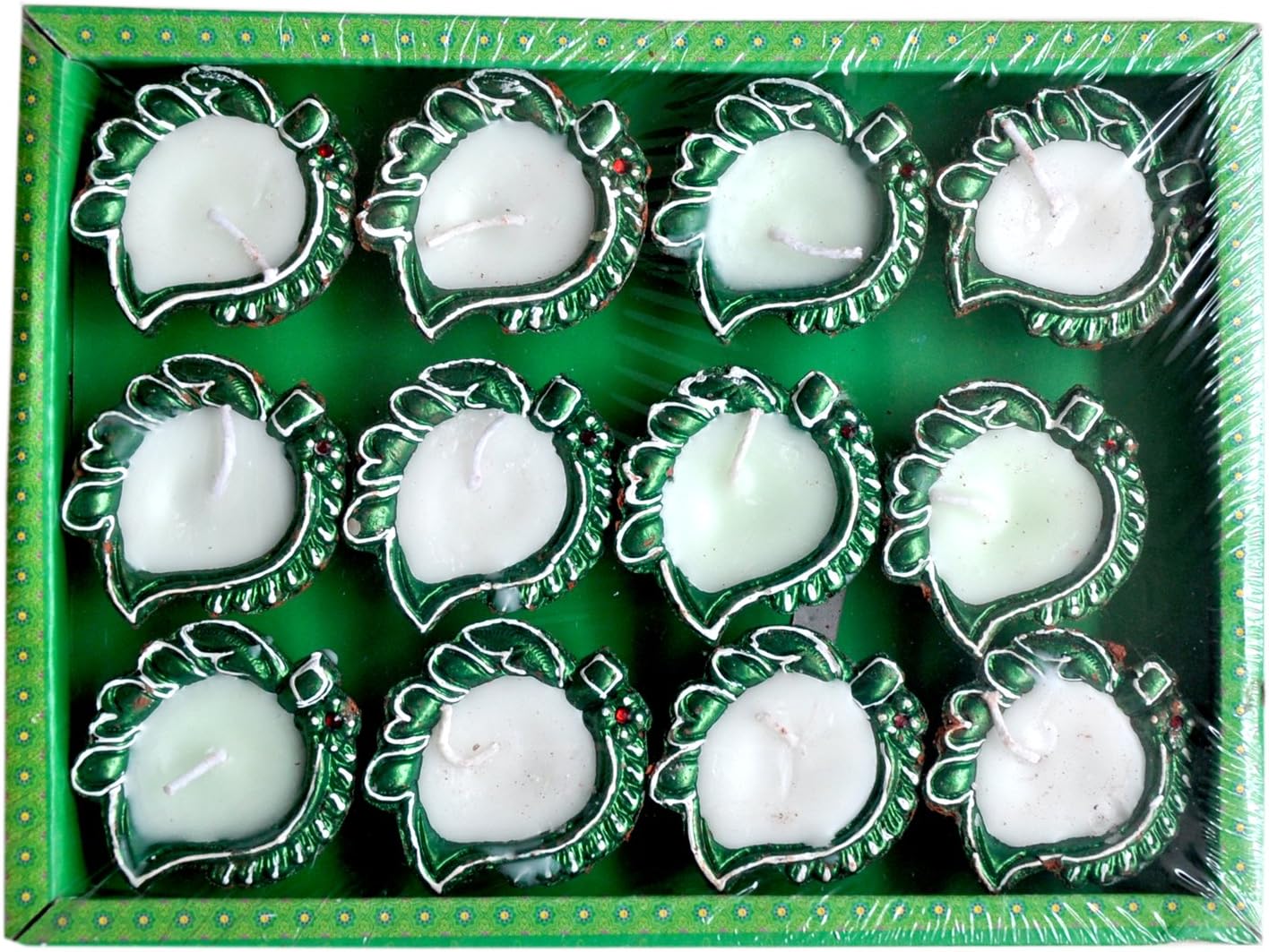 Traditional Multicoloured Keri Shaped Diwali Diya with Wax (Pack of 12) - ED86514
