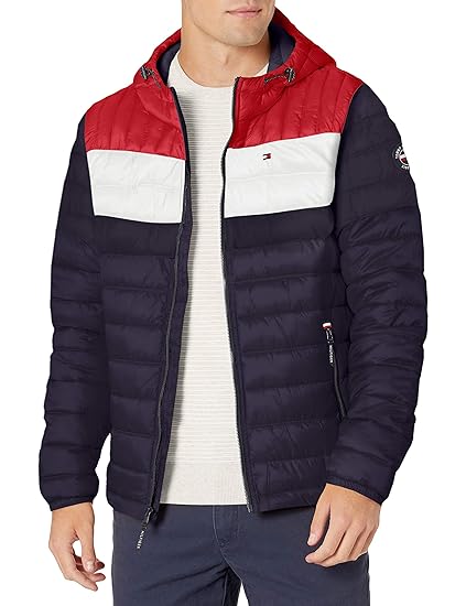 tommy hilfiger sport flag hooded puffer jacket