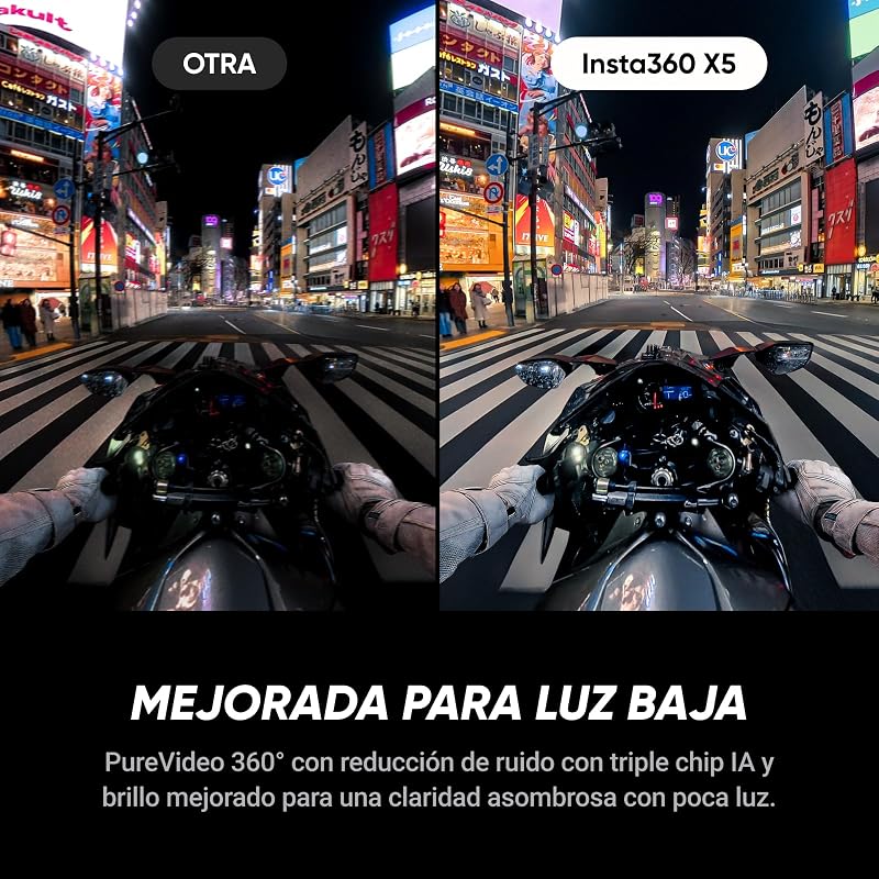 X5 - Câmara impermeável 8K 360°, líder com pouca luz, efeito de pau de selfie invisível, objetiva rígida e substituível, bateria de 3 horas, resistente ao vento incorporada, estabilização, com chip triplo de IA