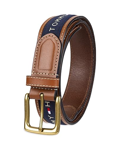 Tommy Hilfiger Men's Ribbon Inlay Belt (Pack of 1) (Regular Sizes