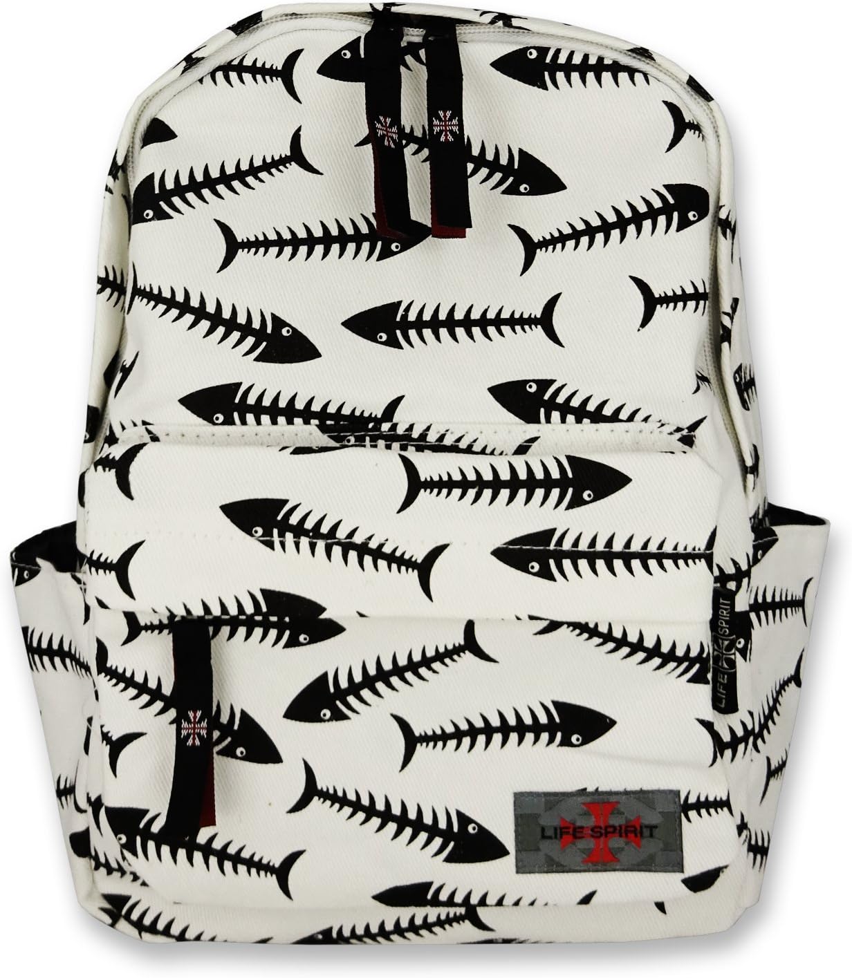 Backpack for Kids Made with Canvas Material in Skeleton Fish Print