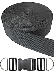 ZHFMILY 1 1/2 inch Black Nylon Webbing Strap with