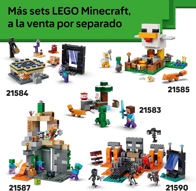 Minecraft The Pale Garden - Miniatura do Bioma com Crackle e Minifigura do Homem-Mariposa - Figuras Creeper e Esqueleto - Presente para Gamer para Rapazes e Raparigas 7+ Anos - 21586